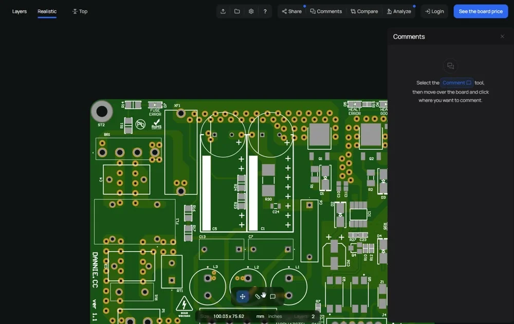 gerber.tools viewer showing PCB production layers